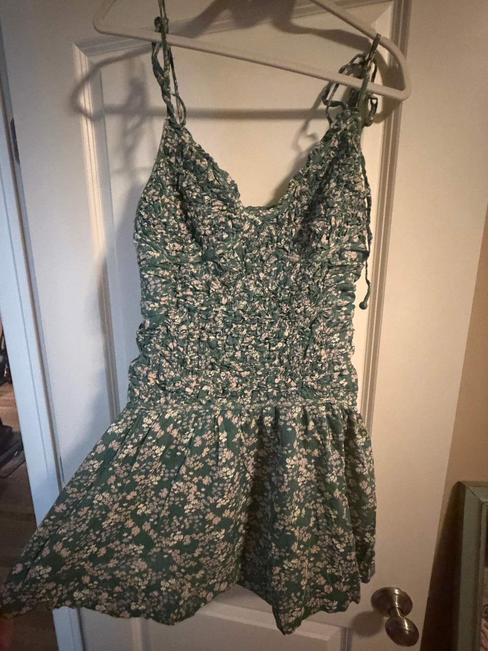 Free People Green Floral Smocked Mini Dress
